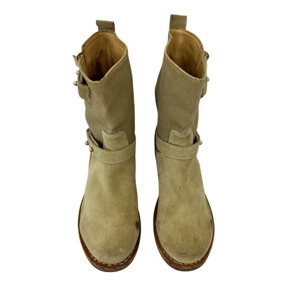 Rag & Bone Womens Size 8 Suede Textured Double Strap Distressed Moto Boots - Picture 3 of 9